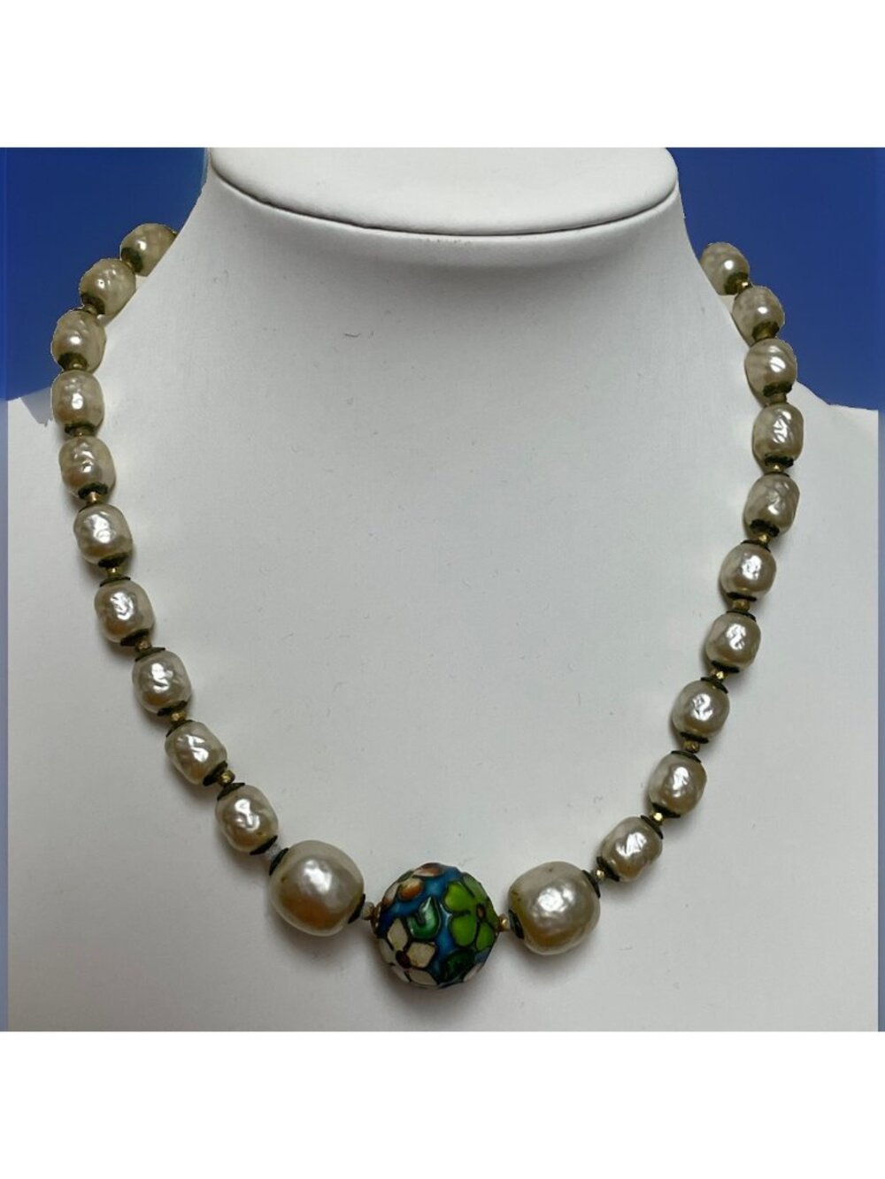 READ Vintage Signed MIRIAM HASKELL Cloisonné Choker Necklace 13”